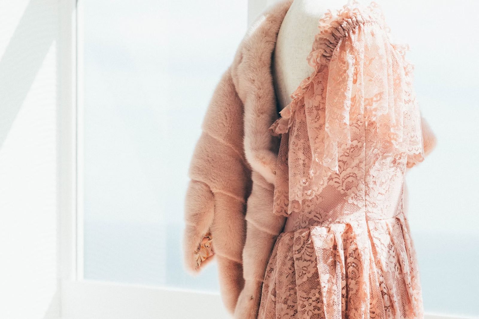 Akurarobe — pink lace and fur couture