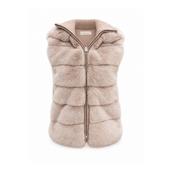Caresse Hooded Fur Vest